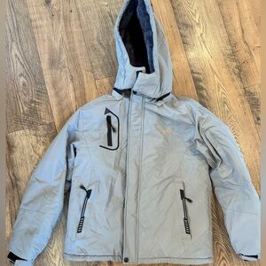 Gray Hooded Ski/Snow Jacket with Black Accents